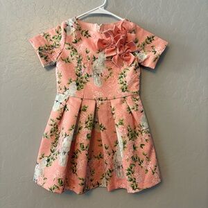 Gingersnap pink, white and green cockatoo bird fit and flare dress size 6